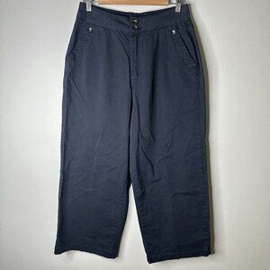 Mint Velvet Trousers Womens Navy Wide Leg Casual Lounge Cropped Pants US 12R
